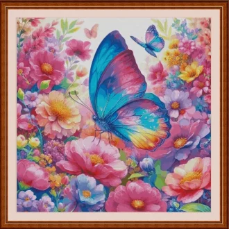 Colorful Flowers Butterfly 11CT 14CT 16CT Printed Canvas Cross Stitch DIY Kit Home Needlework Embroidery 175 Colors