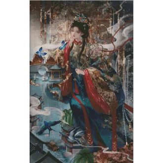 City beauty 14CT 16CT Printed Canvas Cross Stitch DIY Set Chinese Pattern Kit Home Needlework Embroidery 185 Colors